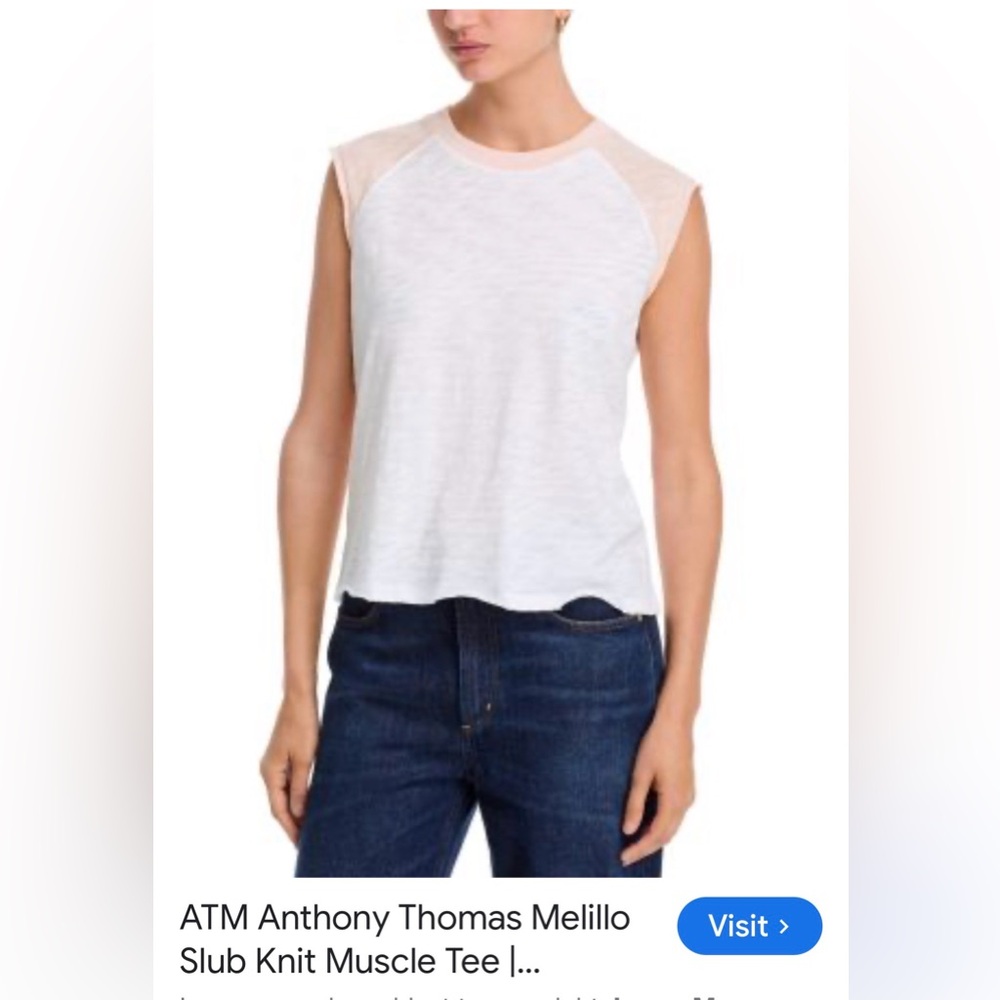 ATM Anthony Thomas Melillo Colorblock Sleeveless Tee Pink White Size S NWT - Picture 5 of 6